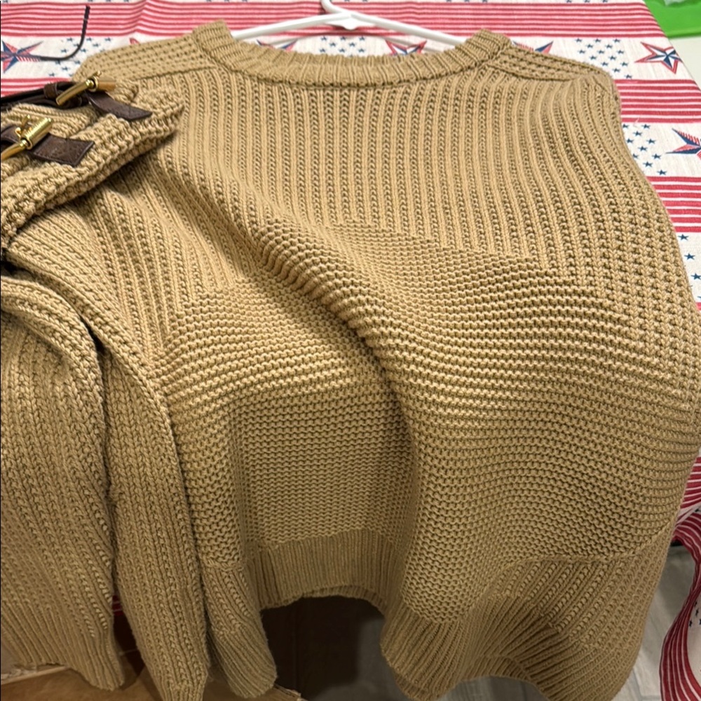 MICHAEL Michael Kors Tan Ribbed Crew Neck Sweater